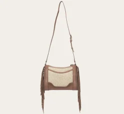 Frye Ava Raffia Crossbody Cognac