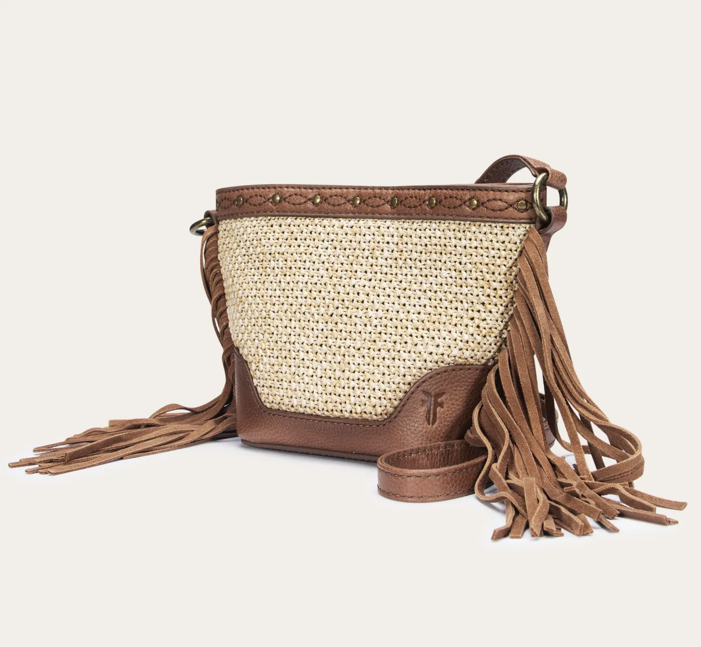 Frye Ava Raffia Mini Bucket Cognac