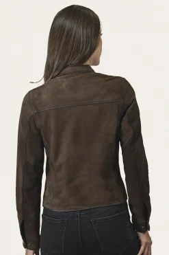 Hot Frye Biker-racer Leather Jacket Dark Brown