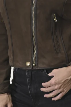 Hot Frye Biker-racer Leather Jacket Dark Brown