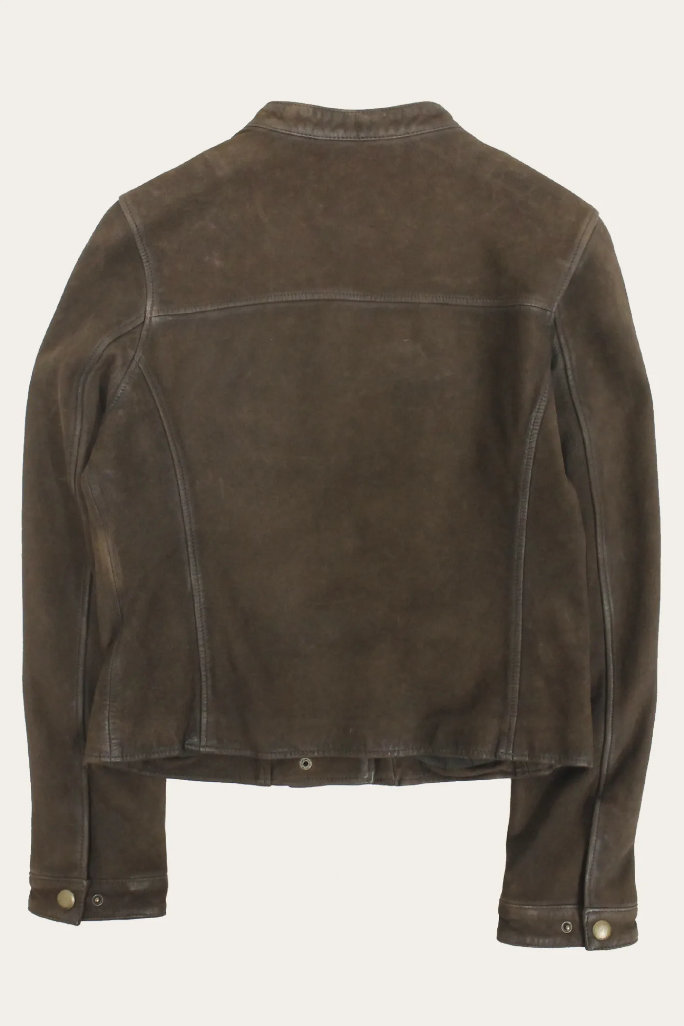 Hot Frye Biker-racer Leather Jacket Dark Brown