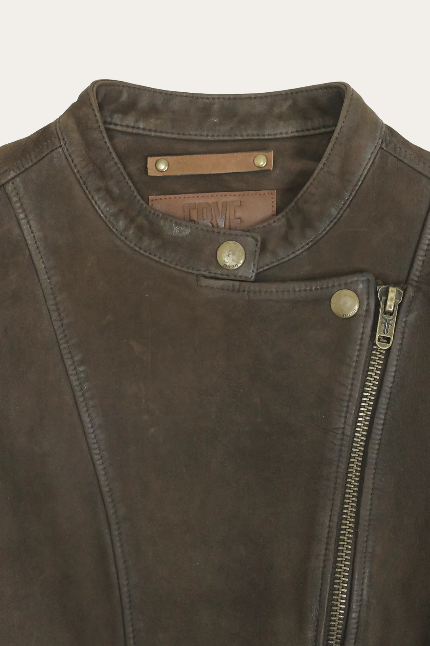Hot Frye Biker-racer Leather Jacket Dark Brown