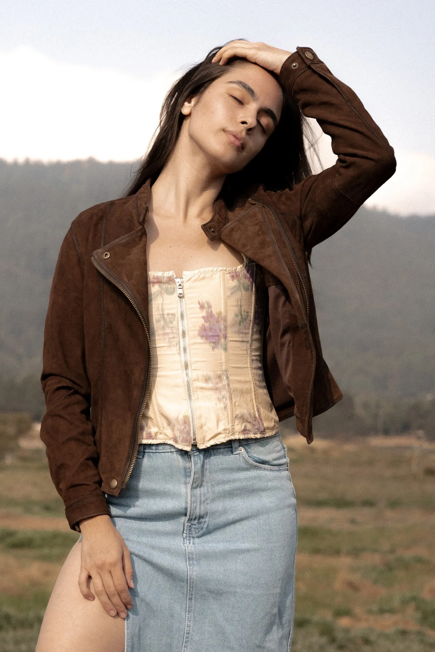 Hot Frye Biker-racer Leather Jacket Dark Brown