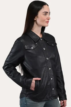Clearance Frye Leather Shirt Black