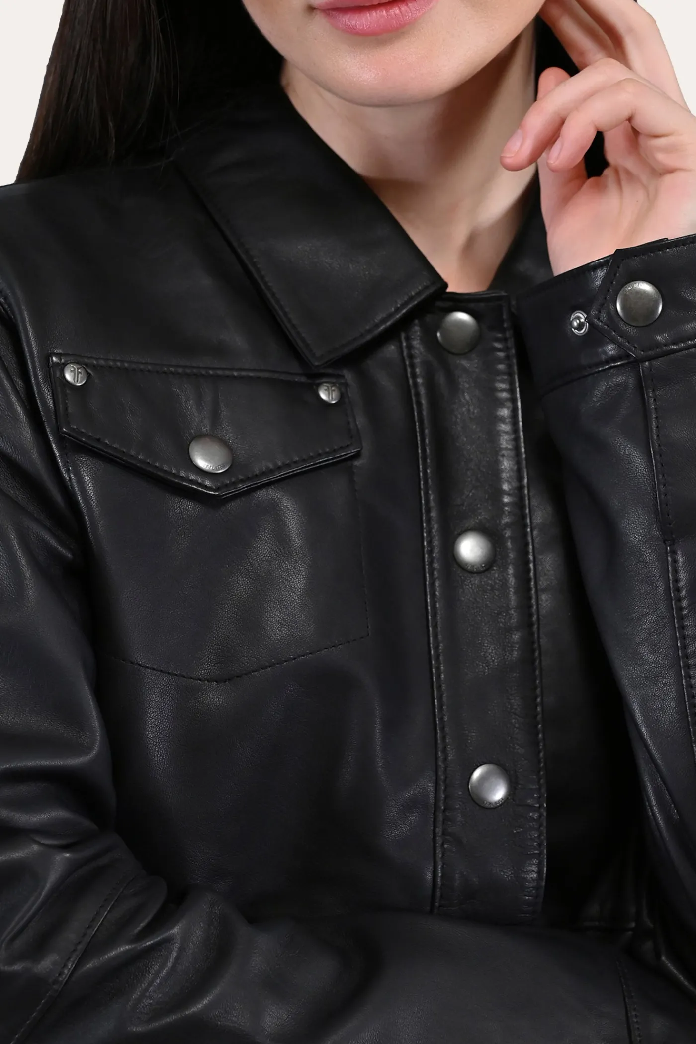 Clearance Frye Leather Shirt Black