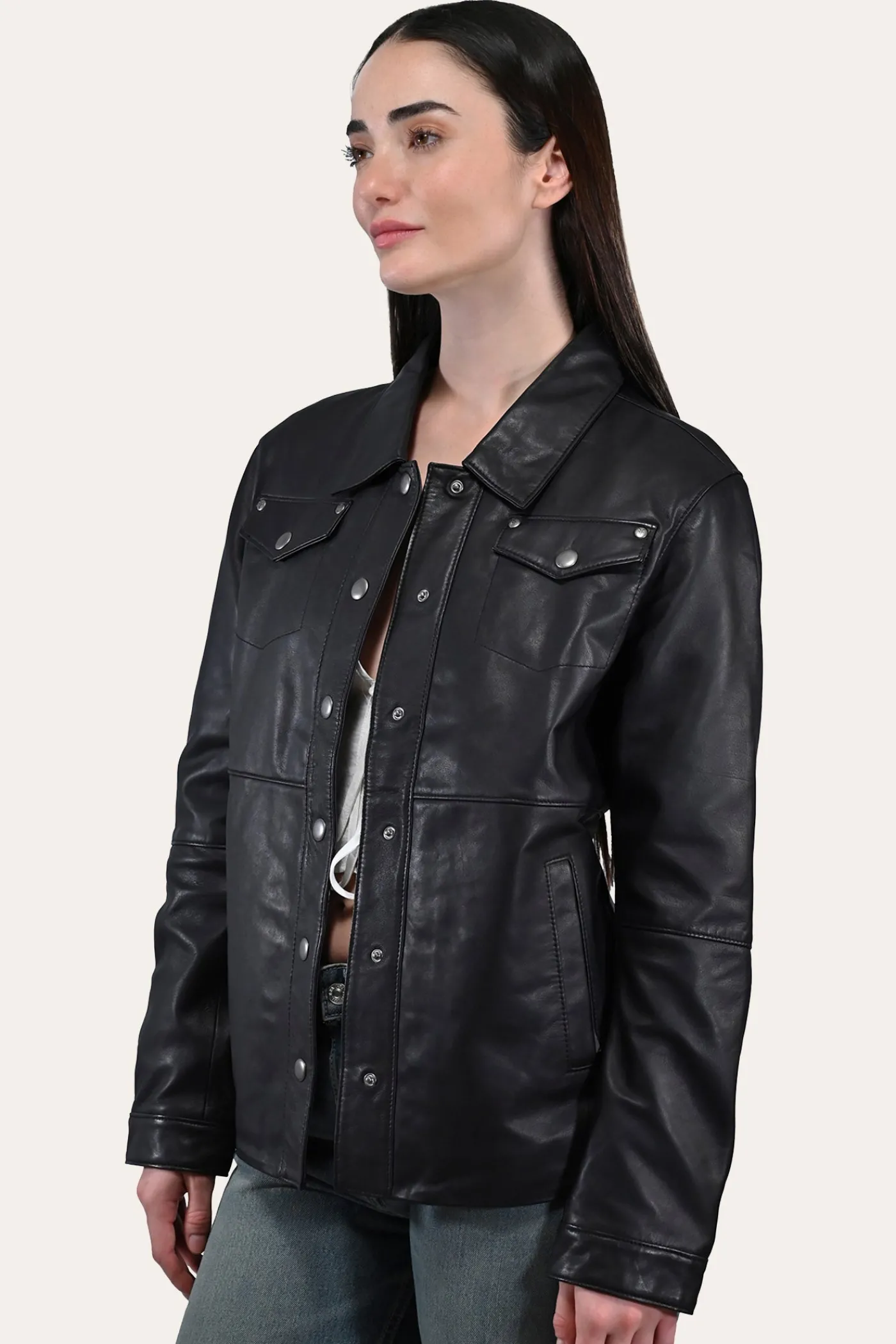 Clearance Frye Leather Shirt Black