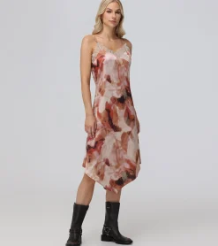 Outlet Frye Charmeuse Lace Trim Slip Midi Dress