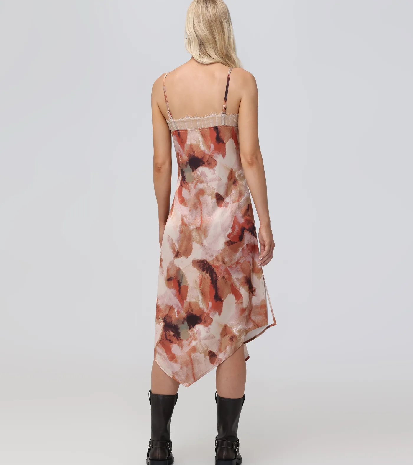 Outlet Frye Charmeuse Lace Trim Slip Midi Dress