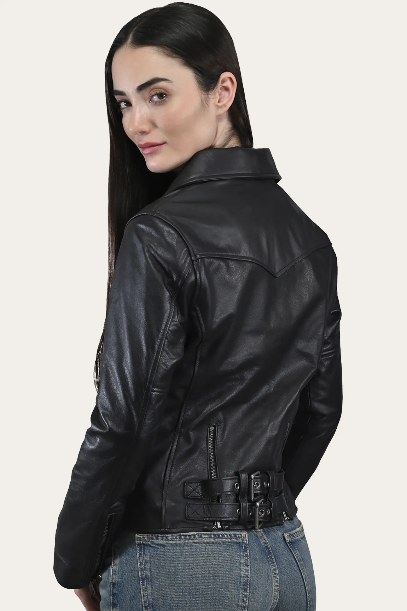 Outlet Frye Classic Biker Leather Jacket