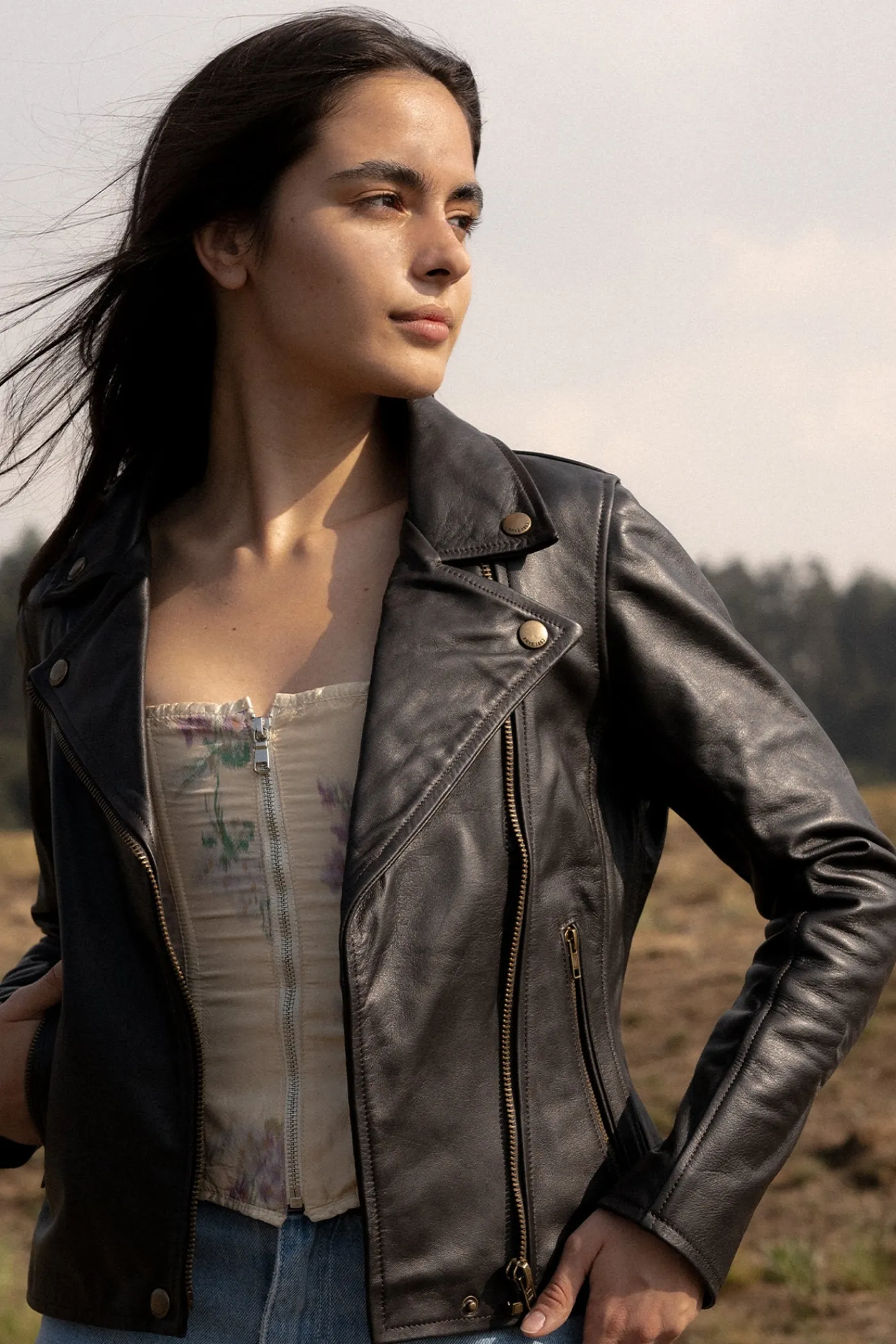 Outlet Frye Classic Biker Leather Jacket