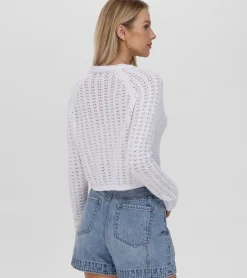 Best Frye Cropped Crochet V-Neck Cardigan