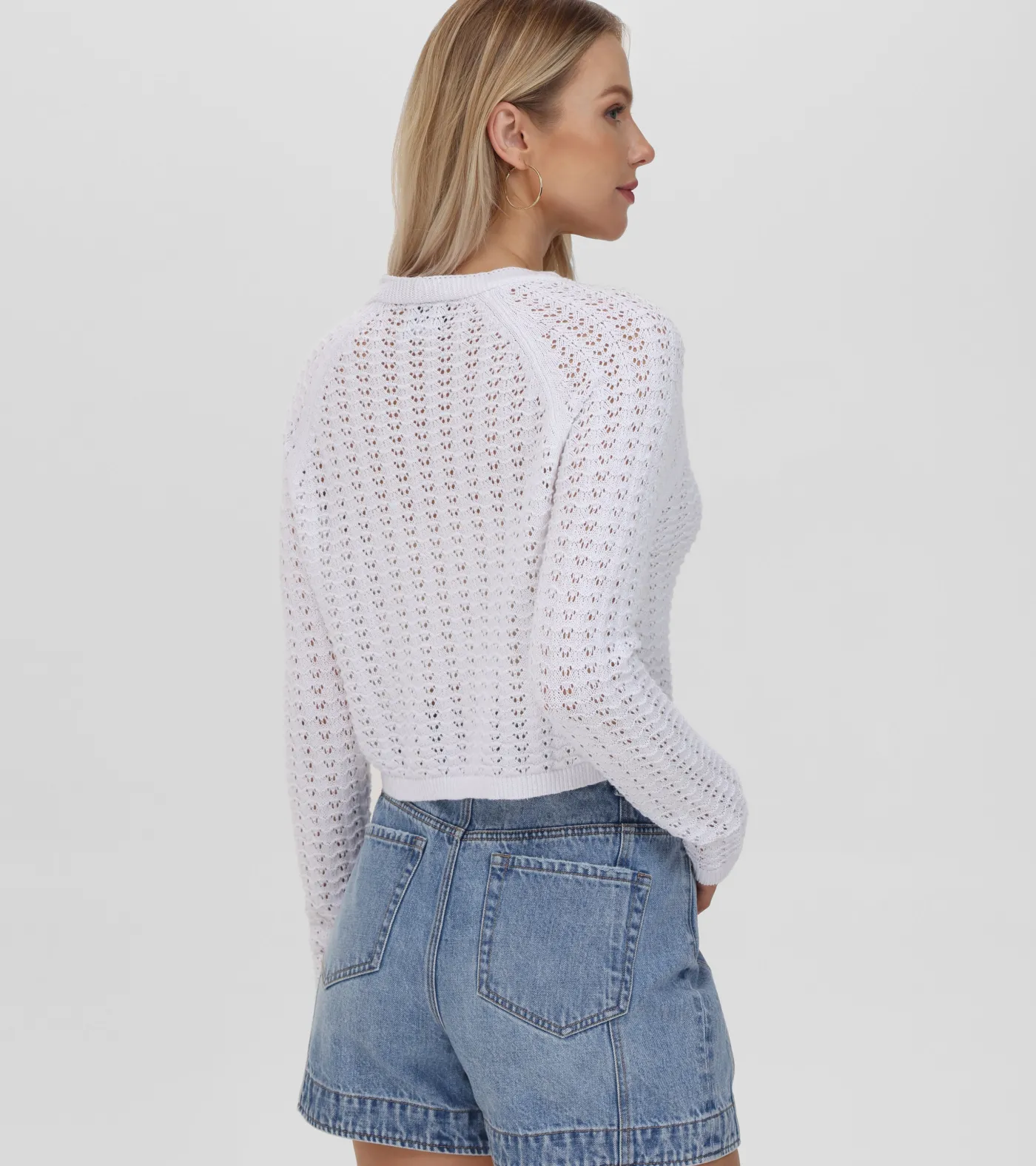 Best Frye Cropped Crochet V-Neck Cardigan