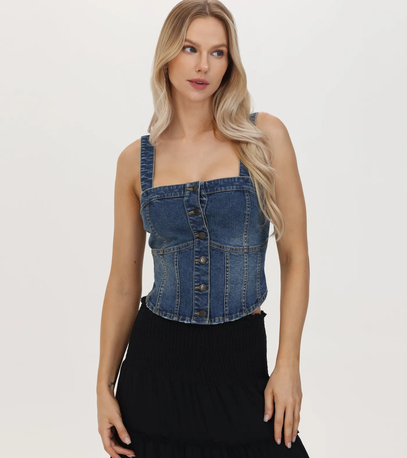 Discount Frye Denim Bustier Mustang Wash