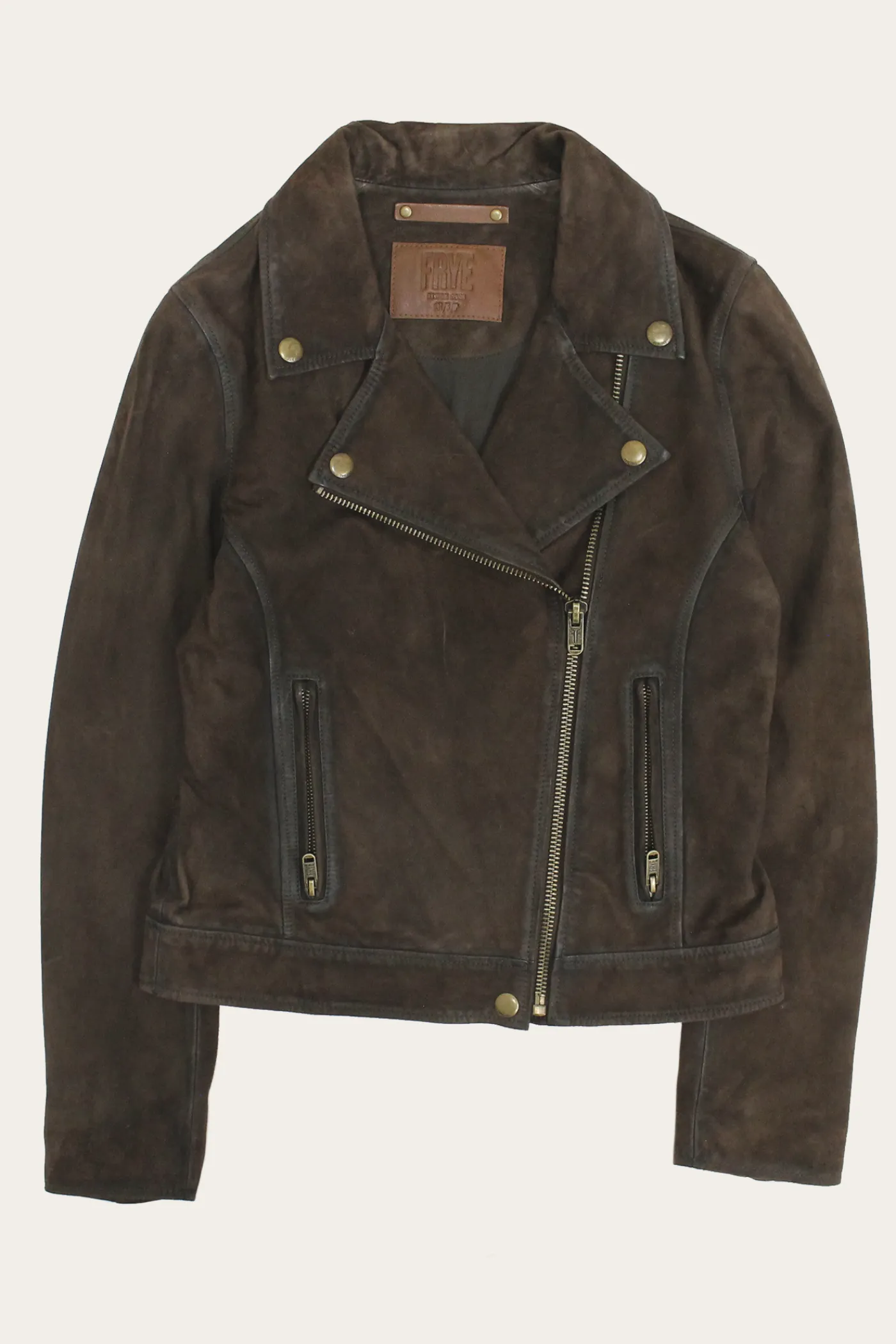 Outlet Frye Elegant Biker Leather Jacket Dark Brown