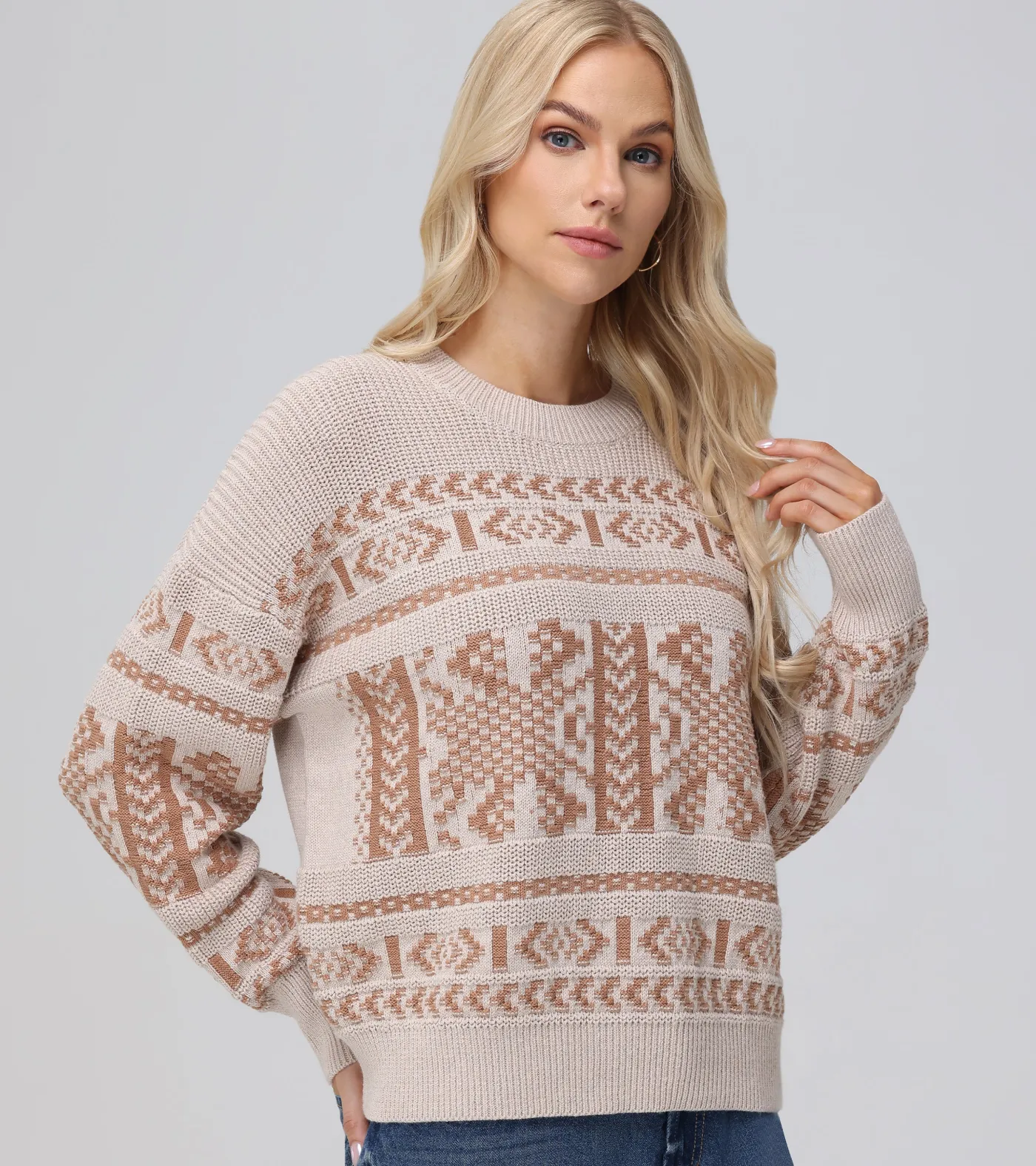 Online Frye Fairisle Crewneck Pullover Oatmeal Heather