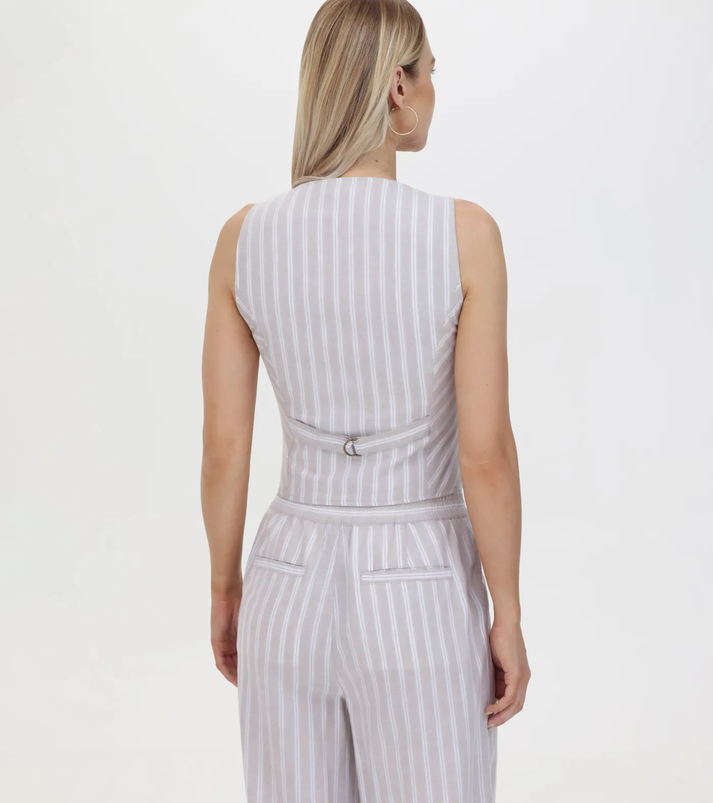 Online Frye Linen Striped Button Vest Natural Sand Stripe