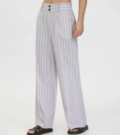Sale Frye Linen Striped Wide Leg Pant Natural Sand Stripe