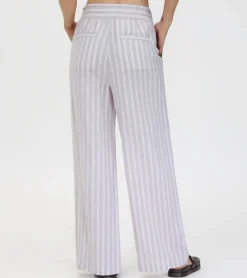 Discount Frye Linen Striped Wide Leg Pant Natural Sand Stripe