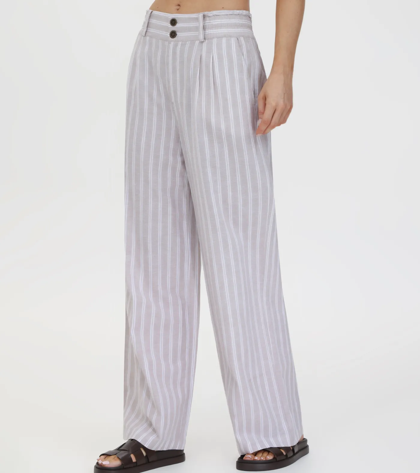 Discount Frye Linen Striped Wide Leg Pant Natural Sand Stripe
