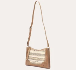 Sale Frye Melissa Straw Zip Crossbody Beige