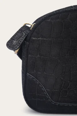 Sale Frye Melissa Sueded Croco Camera Black