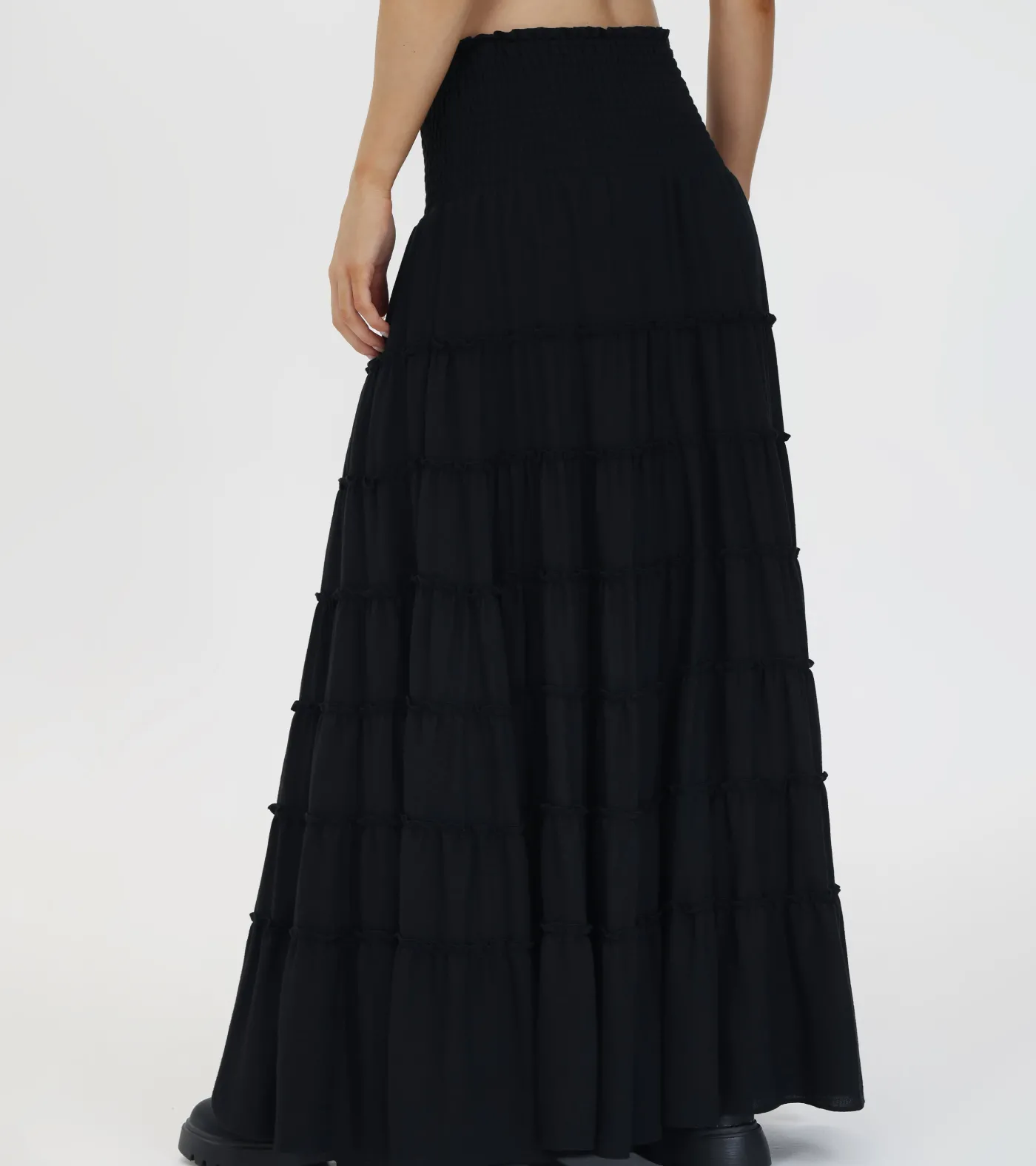 Best Frye Smocked Tiered Maxi Skirt Black Beauty